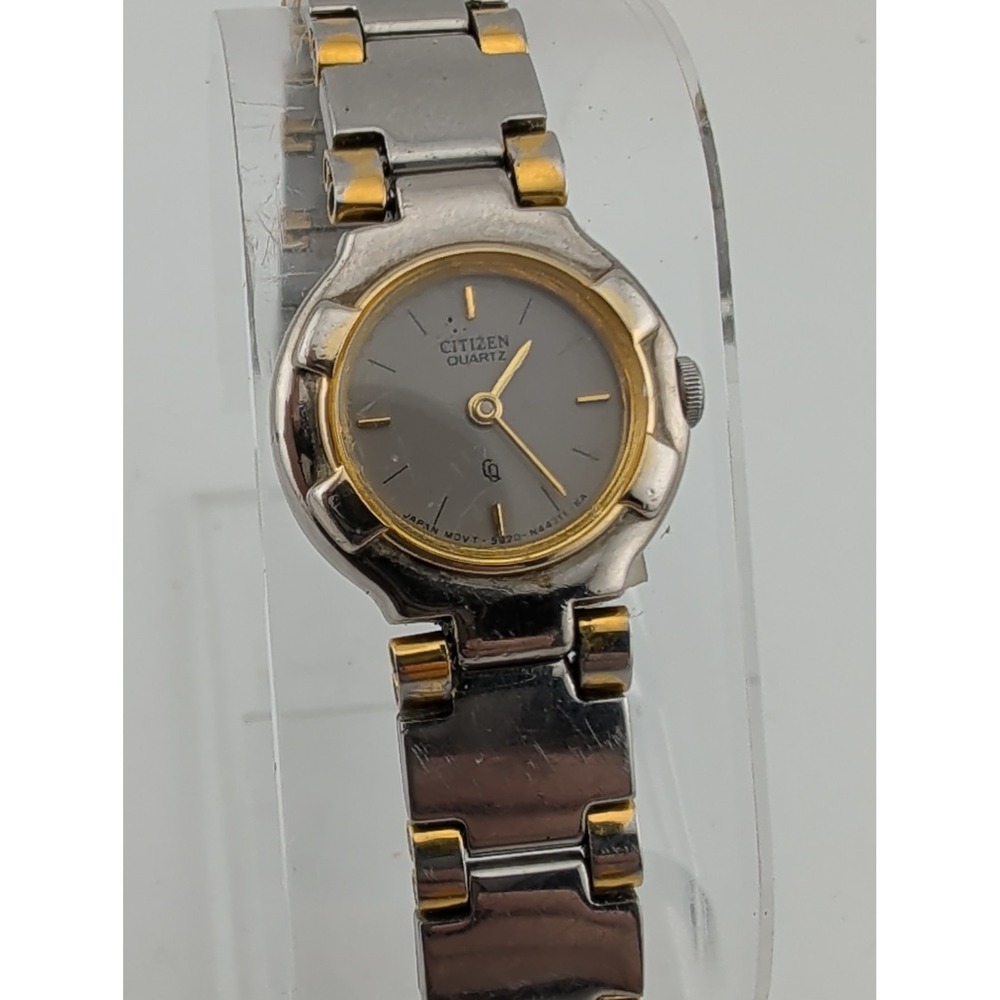 Vintage Citizen CQ Watch Women Silver Gold 5.75" Band 20mm Case- New Battery